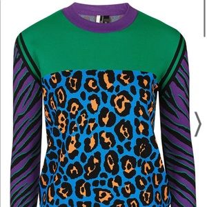 ISO Topshop Animal Print Colour Block Jumper